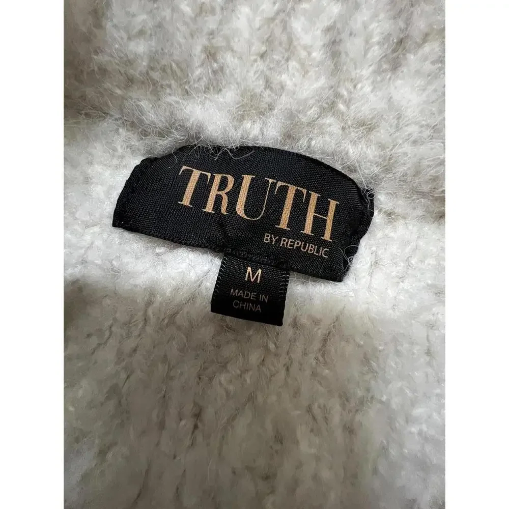Truth by Republic Cable Knit Sweater Cream Wool Alpaca‎ Blend Oversized M